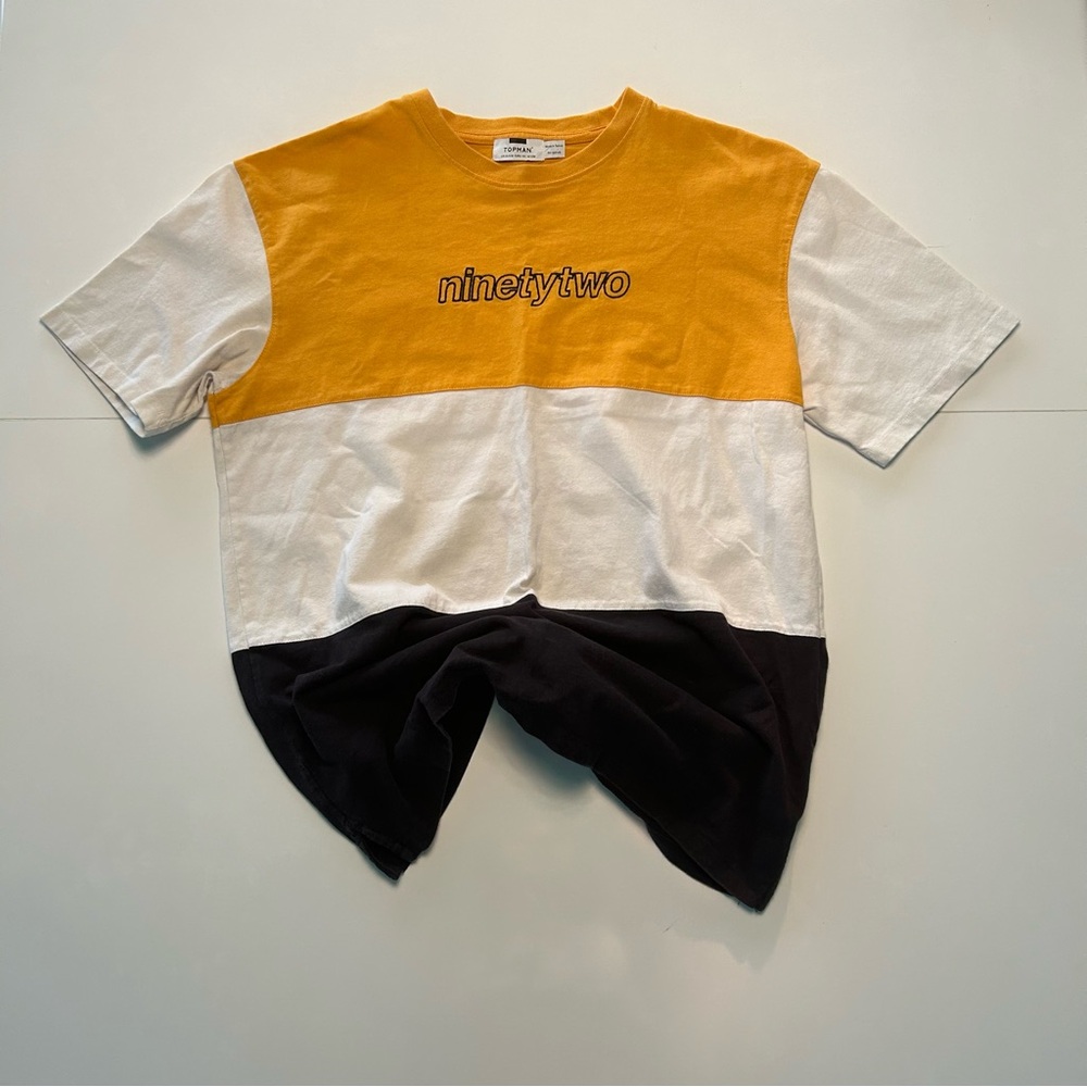 Ninety two Yellow and White Colorblock T-Shirt